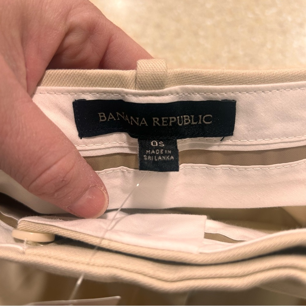 NWT Banana Republic Cruise wide leg pant in light khaki - Size 0S - Picture 3 of 9